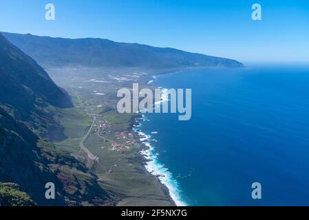 Vallée d'El Golfo vue de Mirador de la Pena, El Hierro, îles Canaries, Espagne. Banque D'Images