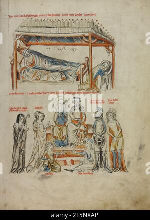 Heinrich Sleeping et Saint Hedwig priing; Heinrich et Saint Hedwig avec leurs enfants. Fabricant inconnu Banque D'Images