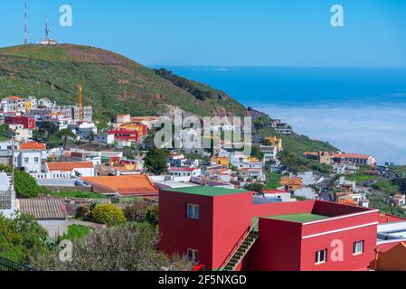 Vue aérienne d'une ville espagnole Valverde à El Hierro, îles Canaries. Banque D'Images