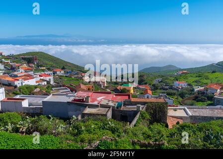 Vue aérienne d'une ville espagnole Valverde à El Hierro, îles Canaries. Banque D'Images