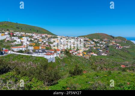 Vue aérienne d'une ville espagnole Valverde à El Hierro, îles Canaries. Banque D'Images