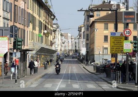 - Milan, avenue Porta Ticinese, mars 2021 - Milano, corso di Porta Ticinese, marzo 2021 Banque D'Images