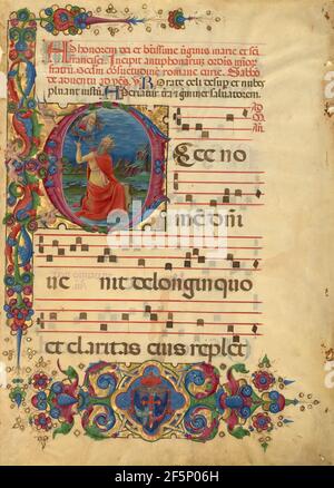 Initiale E: David soulevant son âme à Dieu. Franco dei Russi (italien, actif vers 1453 - 1482) Banque D'Images