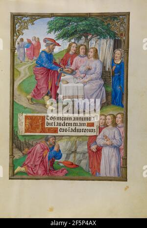 Abraham et les trois Anges. Maître de James IV d'Écosse (flamand, avant 1465 - vers 1541) Banque D'Images