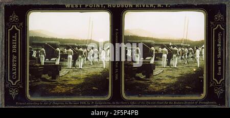 West point, Hudson River, N.Y., Cadets's Drill, de la Shore-Battery. Frères Langenheim Frederick et William Langenheim (cuisine américaine, fondée en 1842, dissoute en 1874) Banque D'Images