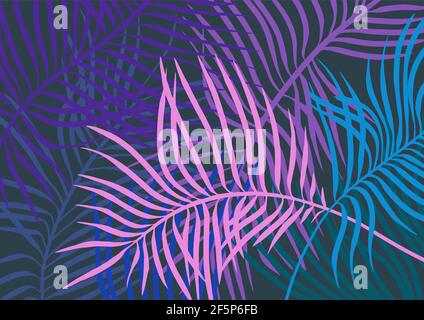 Motif tropical jungle avec feuilles de palmier arrière-plan exotique foncé avec texture florale. Illustration vectorielle simple Illustration de Vecteur