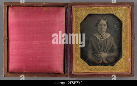 Portrait d'une femme assise avec la main sur le circuit. Attribué à William J. Shew (américain, 1820 - 1903) Banque D'Images