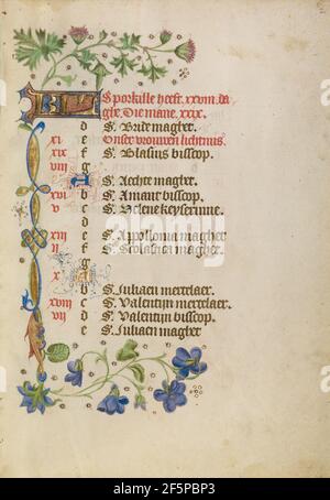 Page du calendrier de février. Inconnu Banque D'Images