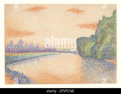 Les rives de la Marne à l'Aube. Albert Dubois-Pillet (français, 1846 - 1890) Banque D'Images