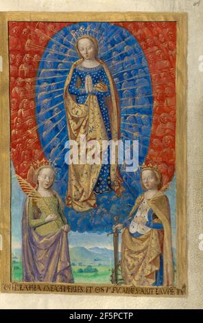 La Vierge dans un nuage d'Anges, avec Saints Barbara et Catherine. Maître de la chronique scandaleuse (français, actif vers 1493 - 1510) Banque D'Images