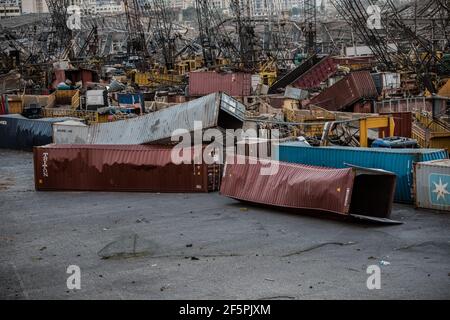 Explosion du port de Beyrouth le 4 août 2021 Banque D'Images