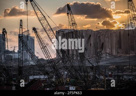 Explosion du port de Beyrouth le 4 août 2021 Banque D'Images