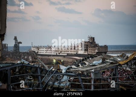 Explosion du port de Beyrouth le 4 août 2021 Banque D'Images