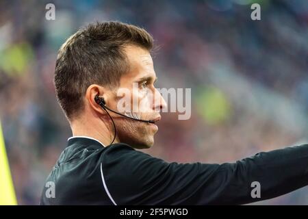 Saint-Pétersbourg, Russie – 16 novembre 2019. Arbitre adjoint Paulo Soares (Portugal) lors de l'UEFA Euro 2020 qualification Match Russie contre Belgique (1 Banque D'Images