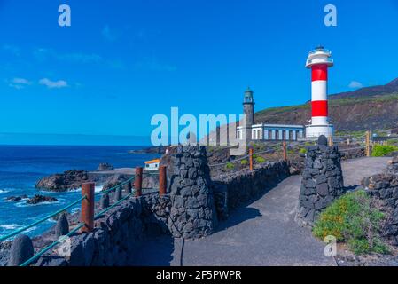 Faro de Fuencaliente à la Palma, Îles Canaries, Espagne. Banque D'Images