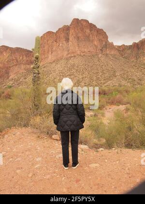 Des images en couleur le long de la rivière Salt en Arizona tandis qu'elle serpente à travers la forêt nationale de Tonto à l'est de Phoenix. Images difficiles du sud-ouest américain dans le désert. Banque D'Images