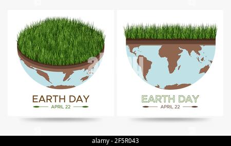 Happy Earth Day - ensemble de deux illustrations vectorielles écologiques d'un concept environnemental pour sauver le monde. Vision conceptuelle sur le thème de la sauvegarde de la planète. Illustration de Vecteur