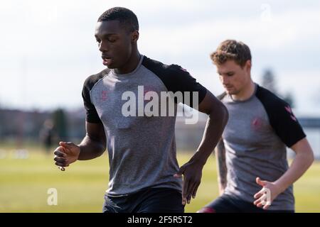 Bök, Hongrie. 27 mars 2021. Mohamed Daramy, du Danemark, vu lors d'une session d'entraînement au centre d'entraînement Bök à Bök pendant le championnat de l'UEFA EURO U-21. (Crédit photo : Gonzales photo/Alamy Live News Banque D'Images