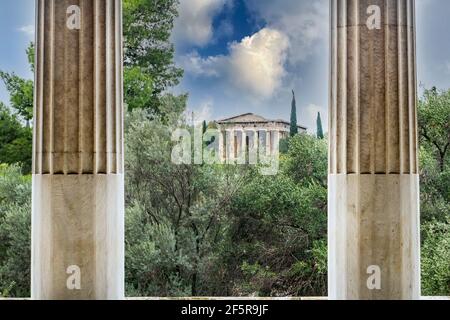 Temple Hepahestus à Athènes agorà Banque D'Images