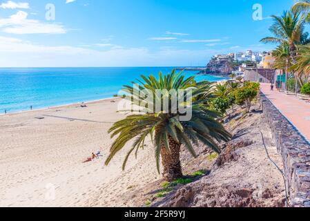 Promenade en bord de mer à Playa de Matorral à Morro Jable, Fuerteventura, îles Canaries, Espagne. Banque D'Images