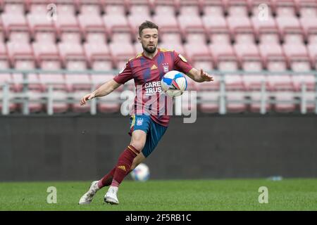 Wigan, Royaume-Uni. 27 mars 2021. Gwion Edwards #7 de la ville d'Ipswich avec le ballon à Wigan, Royaume-Uni le 3/27/2021. (Photo de Simon Whitehead/News Images/Sipa USA) crédit: SIPA USA/Alay Live News Banque D'Images