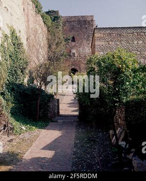 ALCAZABA DE MALAGA - FORTIFICATION PALACIGA DE EPOCA MUSULMANA - SIGLO XI Emplacement: ALCAZABA. Malaga. ESPAGNE. Banque D'Images