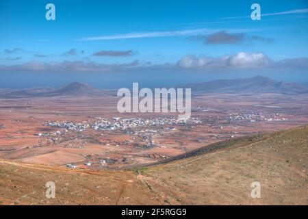 Vue aérienne des villes d'Antigua et de la Corte à Fuerteventura, îles Canaries, Espagne. Banque D'Images