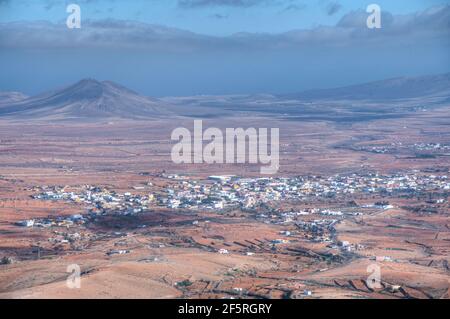 Vue aérienne des villes d'Antigua et de la Corte à Fuerteventura, îles Canaries, Espagne. Banque D'Images