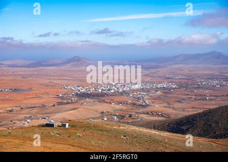 Vue aérienne des villes d'Antigua et de la Corte à Fuerteventura, îles Canaries, Espagne. Banque D'Images