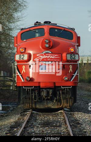 Spirit of Washington Dinner train à Woodinville le 30 décembre 2006 - le train a fonctionné de 1992 à 2007 de Renton jusqu'à la fermeture de la ligne Banque D'Images