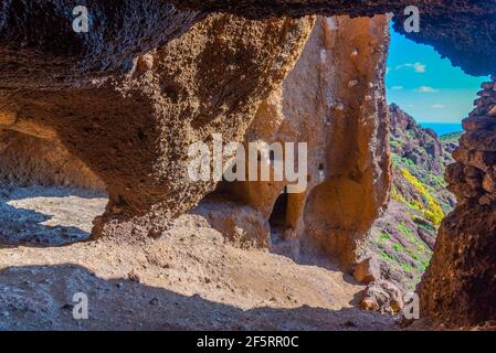 Site archéologique de Cuatro puertas à Gran Canaria, îles Canaries, Espagne. Banque D'Images