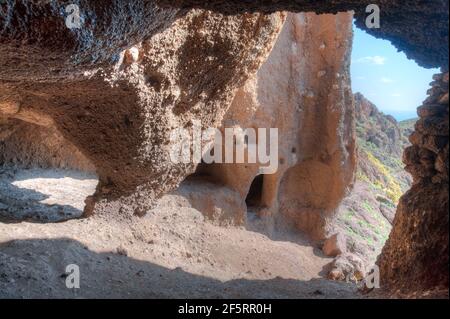 Site archéologique de Cuatro puertas à Gran Canaria, îles Canaries, Espagne. Banque D'Images