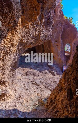 Site archéologique de Cuatro puertas à Gran Canaria, îles Canaries, Espagne. Banque D'Images