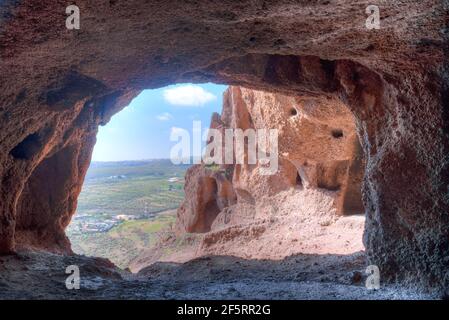 Site archéologique de Cuatro puertas à Gran Canaria, îles Canaries, Espagne. Banque D'Images