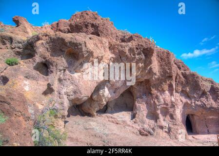 Site archéologique de Cuatro puertas à Gran Canaria, îles Canaries, Espagne. Banque D'Images