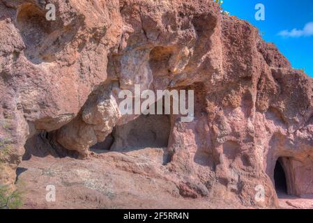 Site archéologique de Cuatro puertas à Gran Canaria, îles Canaries, Espagne. Banque D'Images