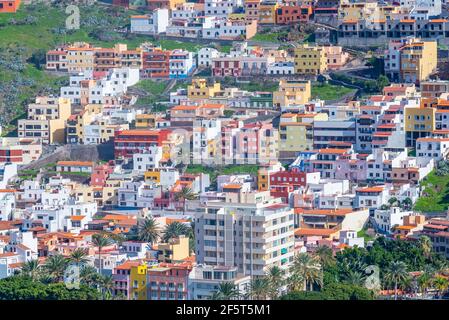 Façades colorées de maisons à San Sebastian de la Gomera, îles Canaries, Espagne. Banque D'Images