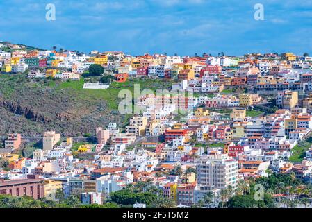 Façades colorées de maisons à San Sebastian de la Gomera, îles Canaries, Espagne. Banque D'Images