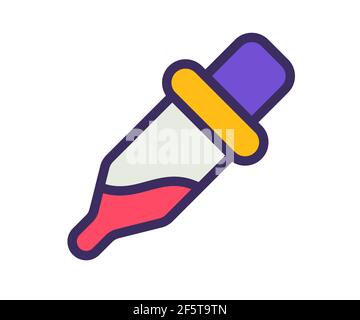 palette de sélecteur de couleurs pipette icône isolée unique avec ligne pleine et une illustration vectorielle de style plat Banque D'Images