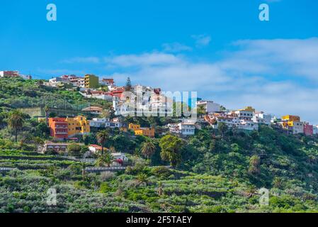 Vue aérienne de la ville d'Icod de los Vinos à Ténérife, îles Canaries, Espagne. Banque D'Images