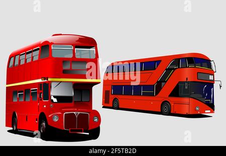 La génération de remorquage de Londres double Decker visite de bus rouge. Illustration 3d vectorielle Illustration de Vecteur