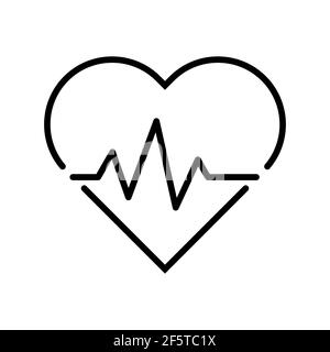 Icône de ligne de battement de coeur, symbole de battement de coeur médical de santé isolé sur fond blanc, logo de l'hôpital, illustration vectorielle . Illustration de Vecteur