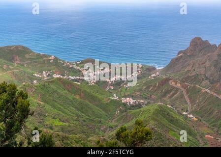 Vue aérienne du village de Taganana à Ténérife, îles Canaries, Espagne. Banque D'Images