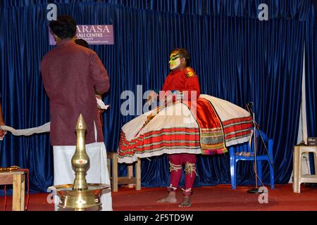 khatakali danse et préparation Banque D'Images