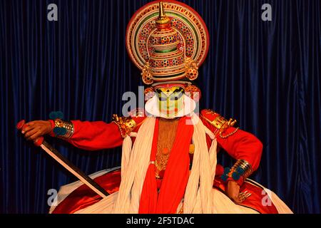 khatakali danse et préparation Banque D'Images