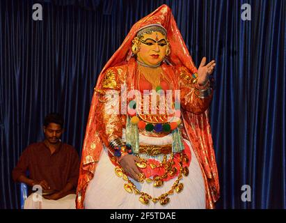 khatakali danse et préparation Banque D'Images