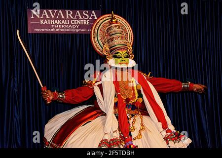 khatakali danse et préparation Banque D'Images