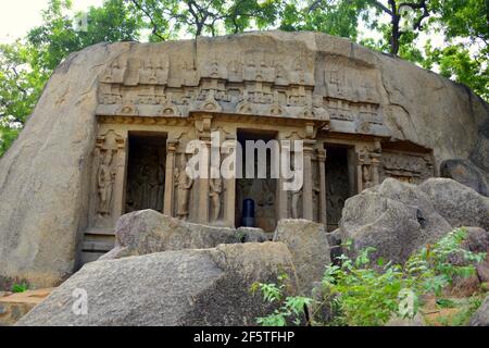 Mamallapuram, cave varaha Banque D'Images