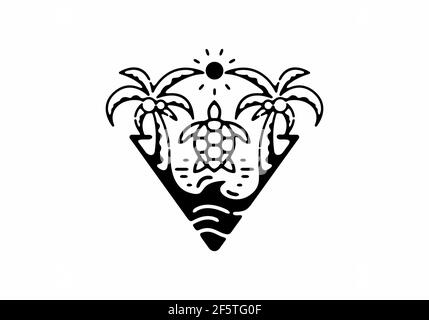 Motif tortue sur la plage Illustration de Vecteur