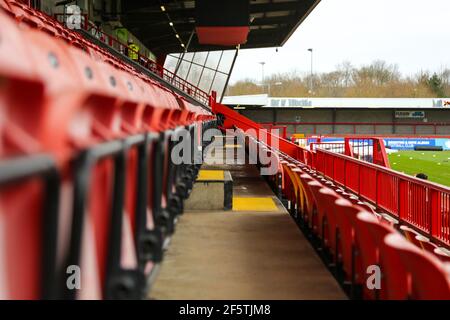 Crawley, Royaume-Uni. 1er décembre 2019. Places vides avant le match de la Barclays FA Womens Super League entre Brighton et Hove Albion et Everton au People's Pension Stadium de Crawley. Crédit: SPP Sport presse photo. /Alamy Live News Banque D'Images